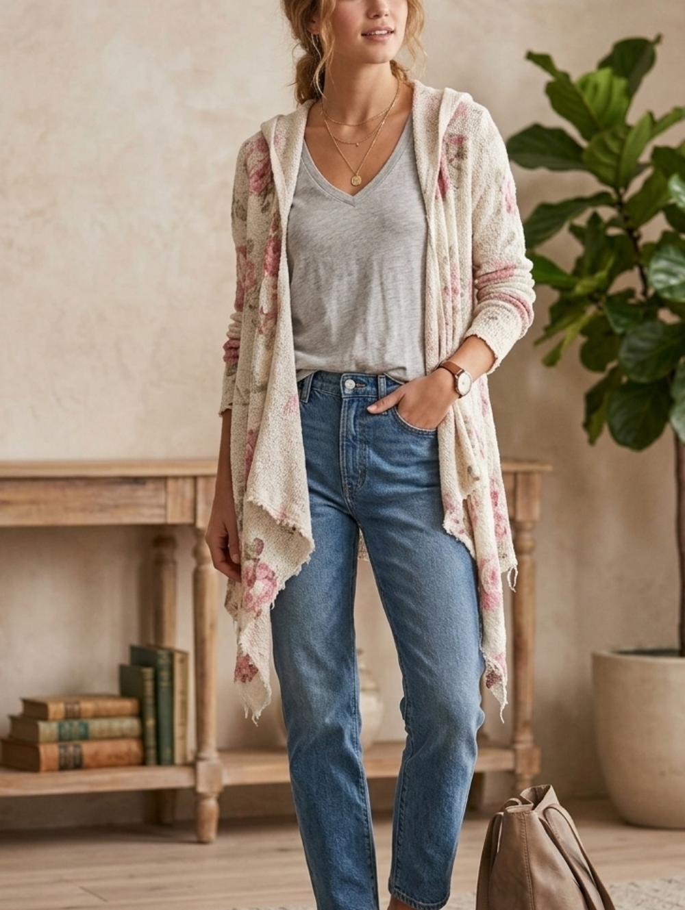 Abercrombie & Fitch Open Flowy Cardigan Casual Floral XS/S Cotton